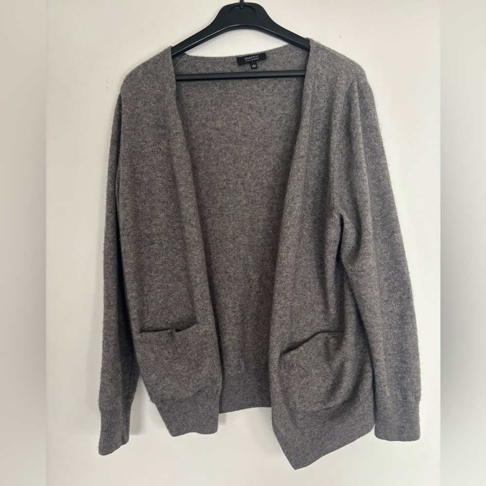 Babaton Heather Gray Open Cardigan wool cashmere size large
